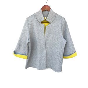 Anthropologie Moth Large Carey gray lime green liner Blazer Cardigan Jacket